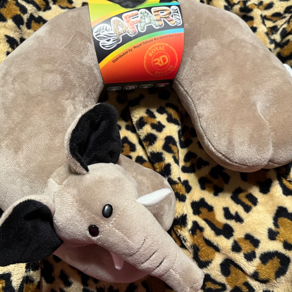 Cozy Safari Stuffed Elephant Neck Pillow Ages 5+